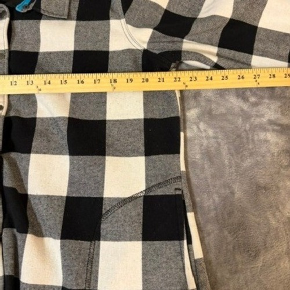 Orvis Buffalo Plaid Fleece Lined Snap Front Shirt Jacket Womens XL Black White - Picture 6 of 8